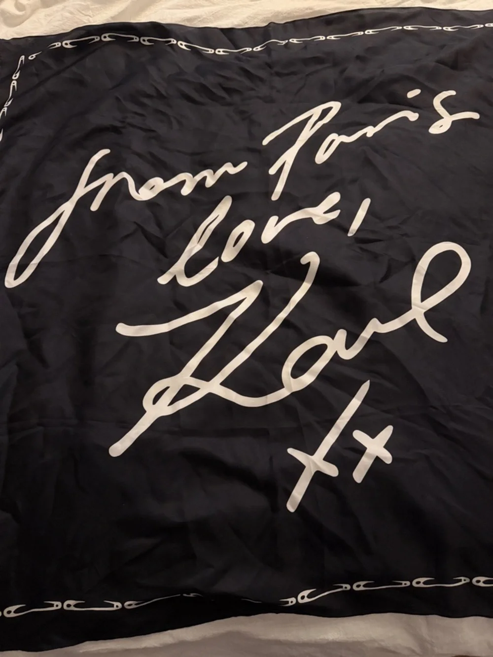 Karl Lagerfeld Paris Silk Safety Pins Black & White Square Scarf